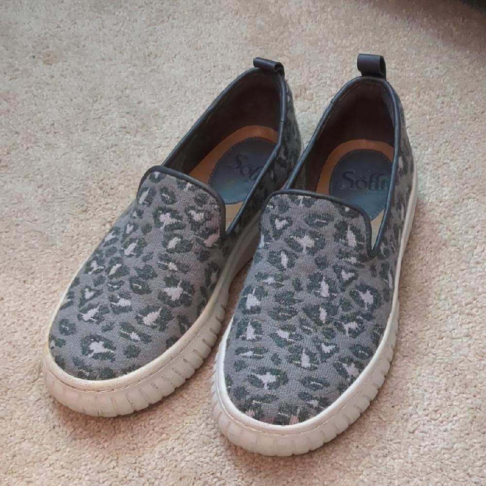 Sofft Gray Animal Print Slip-On Sneakers